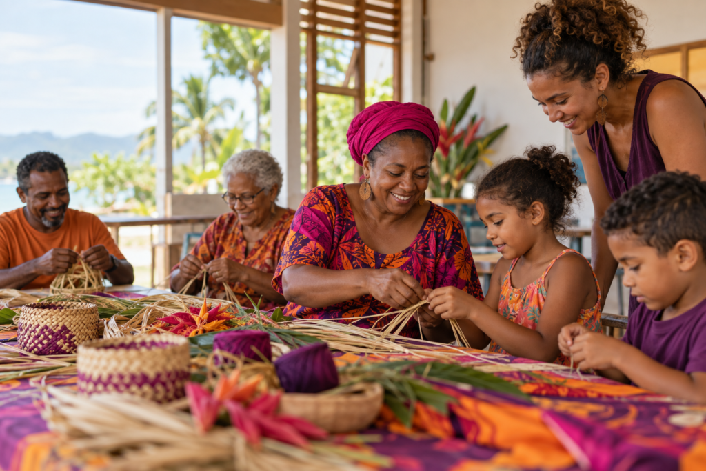 Illustration : atelier de couture et d’artisanat de l’association à Kourou